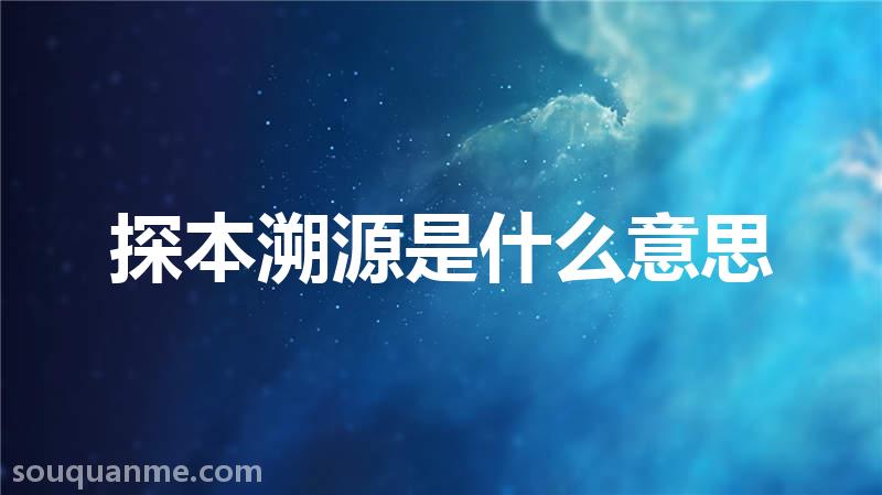 探本溯源是什么意思 探本溯源的拼音 探本溯源的成语解释